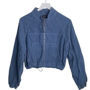 Urban Outfitters BDG Women’s Corduroy Crop Blue Hooded Jacket NEW W-191 Sz L